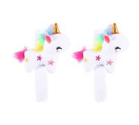 Toyvian 2Pcs White Plush Unicorn Slap Bracelets Soft Furry Animal Wristbands Party Favor Snap Bands for and Teens