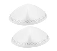 Toyvian 2pcs White Yarmulkes Jewish Skull Cap for Men Prayer Hat Religious Ceremony Mitzvah Shabbat Holidays Ethnic Judaica Headwear