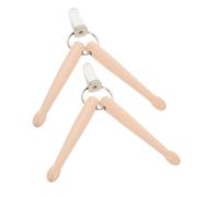 Toyvian 2pcs Wood Mini Drum Sticks Keychain for Drummers Percussion Music Key Holders for Drum Lovers and Musicians Double Drumstick Design