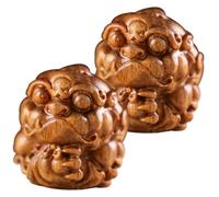 Toyvian 2pcs Wooden Ancient Animal Keychain Charms Vintage Style DIY Pendants for Keychains Bag Accessories Handmade Green Sandalwood Craft