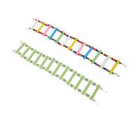Toyvian 2pcs Wooden Bird Ladder Bridge with Swing for Parakeets Parrots Hamsters Squirrels Safe Climbing Cage Accessory for Exercise and Entertainment