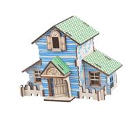 Toyvian 2PCS Wooden DIY House Model Kits Educational Puzzle Craft for Creative Handicraft with Forest Chocolate Cabin Premium Wood Desktop Decoration