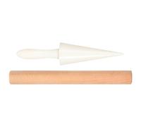 Toyvian 2pcs Wooden Egg Roll Maker Set with Ice Cream Cone Mold and Beechwood Rolling Stick, Baking Dessert Mold for Pastry Rolls and Cone Shaping, Kitchen Bakeware Accessory for Homemade