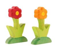 Toyvian 2pcs Wooden Flower Building Blocks DIY Scene Decor Educational for Boys and Precision Carved Miniature Garden for Creative Play and Interaction