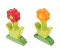 Toyvian 2pcs Wooden Flower Building Blocks for Creative DIY Miniature Scene with Realistic Micro Landscape Models Handcrafted Wooden Construction Educational Playset for Boys