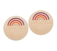Toyvian 2pcs Wooden Monthly Achievement Sign Newborn Announcement Card for Nursery Month Marker Wooden Circles Name Signs for Girls Shower