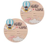 Toyvian 2pcs Wooden Newborn Name Sign Lightweight Hello World Birth Keepsake Prop for Baby Girl Boy Hospital Nursery Decoration