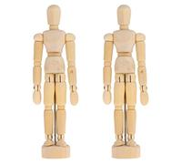 Toyvian 2pcs Wooden Puppet Ornament Movable Joint Sketch Model for Artists Durable Doll Adornment and Home Decoration