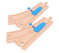Toyvian 2pcs Wooden Train Track Wooden Railway Accessories for Boy Girl Creative Play and Learning Compatible with Major Brands Imaginative Adventures and Cognitive Development