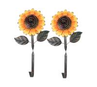 Toyvian 2pcs Yellow Vintage Sunflower Shape Iron Wall Hooks Multi-Functional Wall Hangers for Home Decoration and Storage in American Country Style