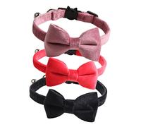 Toyvian 2sets 3pcs Bow Pet Collars with Bell Decorative Puppy Necklaces Comfortable Durable Accessories for Cats and Dogs 3pcs*2