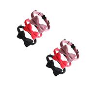 Toyvian 2sets Cat Collars with Bowtie and Bell Soft Pet Decorative Accessories Breathable and Durable Design for Cats of All 3pcs*2