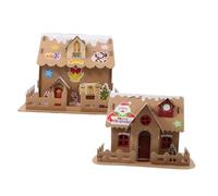 Toyvian 2sets Christmas Hut Craft Kit for Boy Girl Creative Cardboard Xmas House for Holiday Fun and Imagination Building for Room Decor and Family Activities Random Style