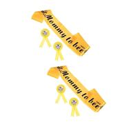 Toyvian 2sets Maternity Sash Belt Corsage Pin Daddy Badge Mommy Daddy Corsage for Shower Decor Vintage-Inspired Fashion Accessory for Pregnancy Celebrations