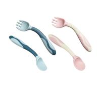 Toyvian 2sets Portable Cutlery Bendable Fork and Soft Spoon Utensils for Easy Feeding Safe for Weaning