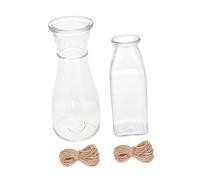 Toyvian 2sets Ribbed Glass Vase Hydroponic Plant Bottle Unique Flower Vase for Home Office Cafe Diy Fairy Garden