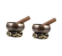 Toyvian 2sets Tibetan Singing Bowl Meditation Wooden Mallet Decorative Buddhism Bowl for Sound Healing and Relaxation Practice Random Color