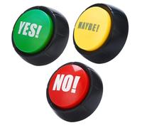 Toyvian 3-pack Electronic Sound Buttons YES NO MAYBE Funny Desk Answer Buzzer Toy Portable Party Game Prop Plastic Material