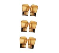 Toyvian 3 Pairs Boxing Gloves PU Material Pearly Lustre with Sponge Liner Fit Training Gloves for Boys and Sparring Sandbag Punch Mitts for Martial Arts and Fitness Gold Color