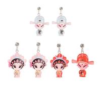 Toyvian 3 Pairs Chinese Style Beijing Opera Cartoon Ear Earrings Set, Traditional Opera Face Pattern Ear Accessories for Women, Unique Cultural Jewelry