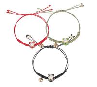 Toyvian 3 Pcs Adjustable Maneki Neko Cat Charm Bracelets with Bell Japanese Lucky Wristbands for Women Versatile Rope Jewelry for Daily Wear and Souvenirs