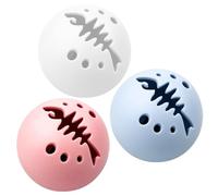 Toyvian 3 Pcs Catnip Bell Ball for Indoor Cats, Bite-resistant Hollow Fish Bone Pattern with Mint Flavor, Interactive Educational Kitten for Pet Play and Exercise