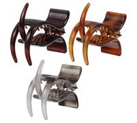 Toyvian 3 Pieces High Ponytail Hair Claw Clips for Women, Decorative Hair Accessories Two-Prong Jaw Design, Glossy Leopard and Amber Colors, Suitable for Styling Buns, Braids, and Casual