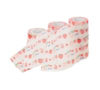 Toyvian 3 Pieces Pet Dog Leg Tape Self- Vet Wrap for Wound Protection, Skin-friendly Strawberry Pattern Bandages in Large, Medium and Small for Outdoor Use
