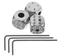 Toyvian 3 Set Guitar Metal Buttons Aluminum Control Knobs Dice Shape Silver with Wrench Stable Rotation Comfortable Grip Unique Stylish Design for Bass Electric Guitar Beginners