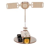 Toyvian 3 Set STEM Space Toys: Wooden Puzzle Satellite Construction Kit with Realistic Rotation - Hands-On Astronomy Learning Activity for Boys & Girls