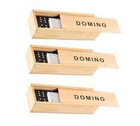 Toyvian 3 Sets Black Wooden Domino Blocks Set with Storage Box Dominoes for Adults Tiles for Indoor and Outdoor Family Board Games and Stacking Play