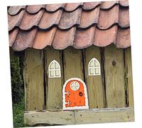 Toyvian 3 Sets Garden Wooden Fairy Doors Luminous Miniature Craft Statues for Tree Stump Decor Dollhouse Accessories Night Glow Outdoor Ornament