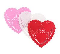 Toyvian 300 Sheets Heart Doilies Food Grade Paper Lace Cake Mats for Wedding Valentine's Day Party Decorations White Red Pink Mini Decorative Pads for Catering and DIY Crafts