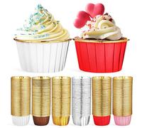 Toyvian 300pcs Grease-Proof Cupcake Liners Paper Muffin Baking Cups Composite Paper Material Non-Stick Heat Evenly Baking Accessories for Decorating Small Desserts