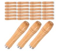 Toyvian 30pcs BBQ Skewer Handle Replacement Set Heat Resistant Wood with Screw-on Threaded Inserts and Contoured Non-Slip Grip for Hot Dog Roasting Sticks and Kebabs, for Outdoor Grilling