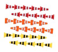 Toyvian 30pcs Mini Construction Traffic Cones Colorful Plastic Roadblock Barricades and Traffic Signs for Preschool Family Activities