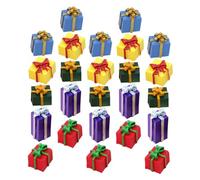 Toyvian 30pcs Mini Resin Christmas Boxes DIY Holiday Craft Decorations Tiny Presents for Tabletop Decor Vibrant Colors for Winter Festival and Christmas Ornament Box