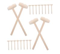 Toyvian 30pcs Mini Wooden Hammer Natural Wood Mallets for Chocolate Cracking Planet Cake Seafood Shells Educational Role Play DIY Craft Tool Hand-eye Coordination Enhancer