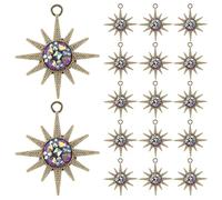 Toyvian 30pcs Sun Charms Pendants: Diy Jewelry Making Sun Pendants With Rhinestone For Crafts Necklaces Bracelet Earrings Making