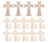 Toyvian 30pcs Unfinished Wooden Cross DIY Craft Chips for Boys and Girls Hand-Painted Graffiti, Creative Lightweight Wood Material for Handicrafts and Decorative Projects Random Style