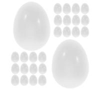 Toyvian 30pcs White Plastic Fake Bird Eggs for Hens and Zebra Finches Realistic Egg Shape with Stable Solid Structure Reusable Mini for DIY Crafts and Easter Hunts Size 2.61x2.10x2.10cm