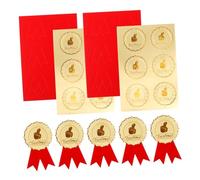 Toyvian 36 Sets Certificate Medal Seal Stickers for Graduation Diplomas Embossed Decals with Red Ribbon Tails Easy Apply Award Stickers for Classroom Office Party Decorations
