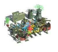 Toyvian 37pcs Military Sand Table DIY Soldier Model Scene Playset with Tanks Aircraft Artillery Flags Trees for Boys Imaginative Pretend Games