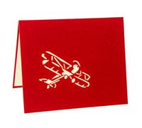 Toyvian 3d Pop up Greeting Card with Creative Design for Graduation Greetings Airplane Model Shape in Red Paper to Friends and Classmates