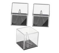 Toyvian 3pcs Acrylic Guitar Pick Storage Boxes with Black Base Transparent Dustproof Display Case for Guitar Bass Ukulele Players Portable Small Clear Plectrum Holder for Travel and