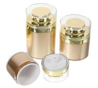 Toyvian 3PCS Airless Pump Bottles Set Gold, 30ml 50ml 100ml Vacuum Press Jars Refillable Moisturizer Containers for Lotion and Creams