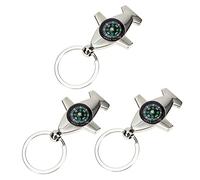 Toyvian 3pcs Airplane Compass Keychain Durable Alloy Key Ring for Car Keys Bags Accessories Decorative and Practical Keychain with Smooth Surface and Easy Attachment