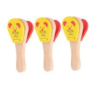 Toyvian 3pcs Animal-themed Wooden Percussion for Easy Grip Castanets for Small Hands Early Music Learning Instrument to Develop Coordination and Rhythm Skills