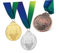 Toyvian 3pcs Basketball Award Medals Embossed Sports Medals for Tournaments Parties Durable Recognition Prizes with Basketball Pattern for Competitions