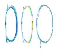 Toyvian 3pcs Beads Anklets Foot Pendant Chain Bohemian Plastic Beads Cord Lightweight Adjustable Design Women Festival Beach